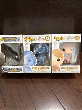 read desc Harry Potter Funko Pop Dementor Nearly Headless Nick Gilderoy Lockhart